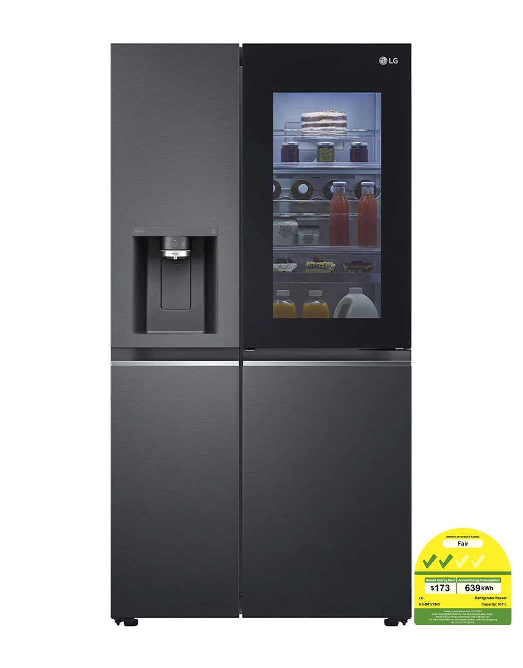617L Side by Side Fridge in Matt Black | LG Singapore