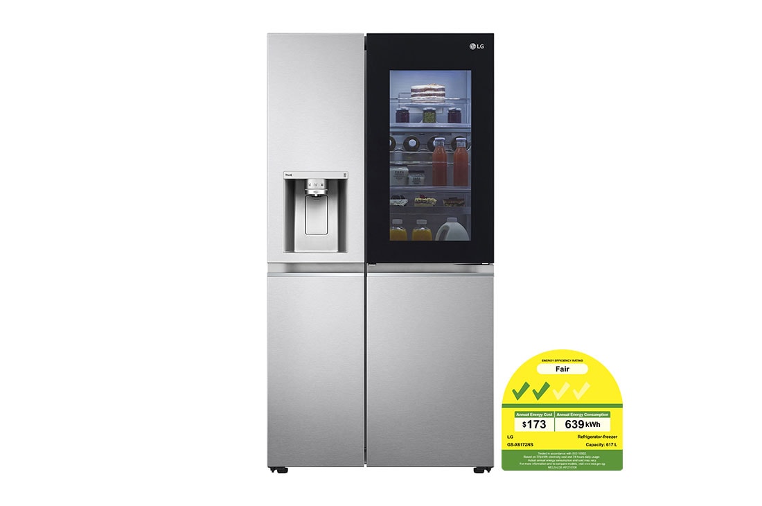 LG 617L side-by-side-fridge with InstaView® Door-in-Door™ in New Noble Steel, GS-X6172NS