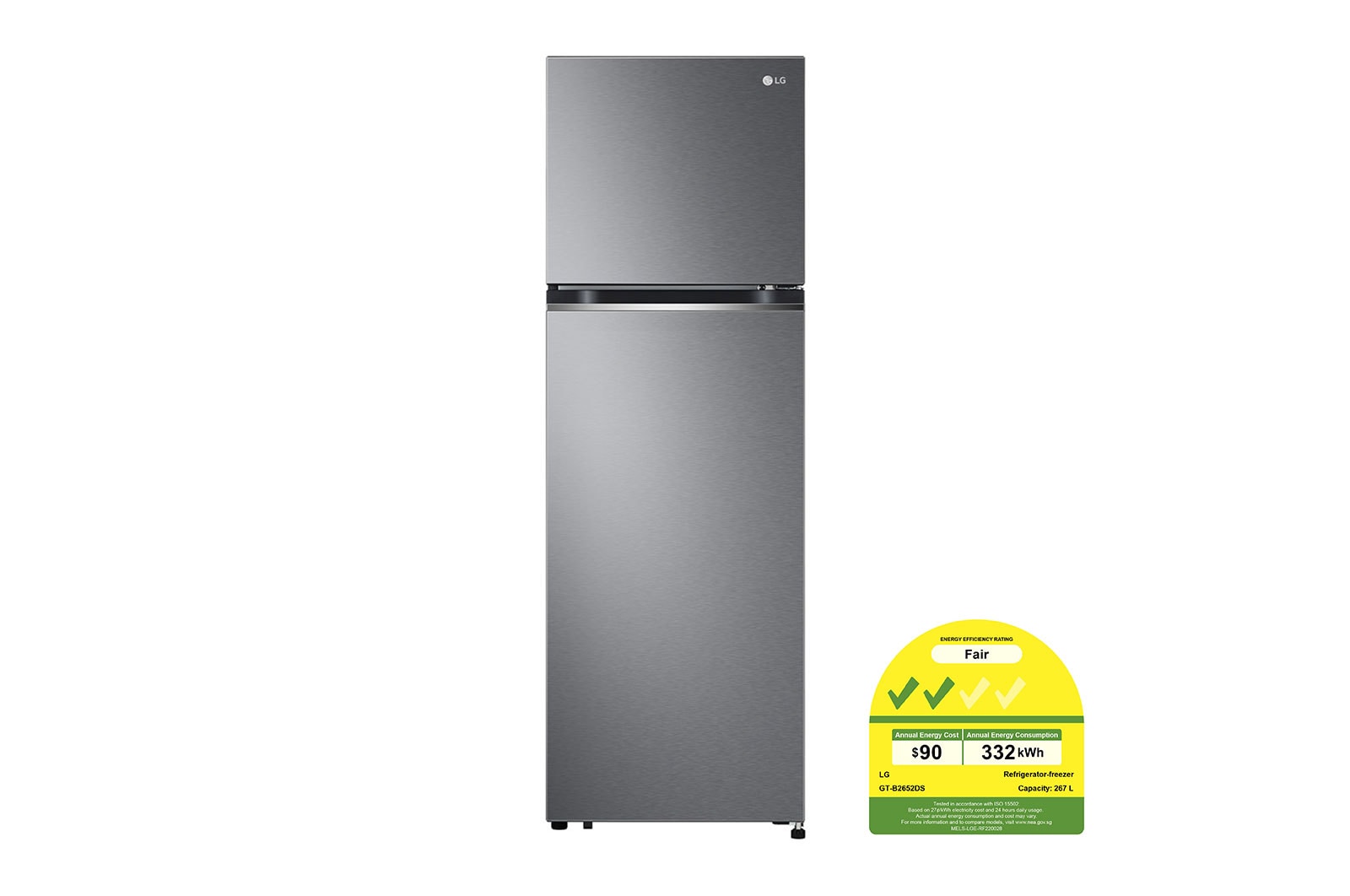 LG 267L Top Freezer with Inverter Compressor in Dark Graphite Steel, GT-B2652DS