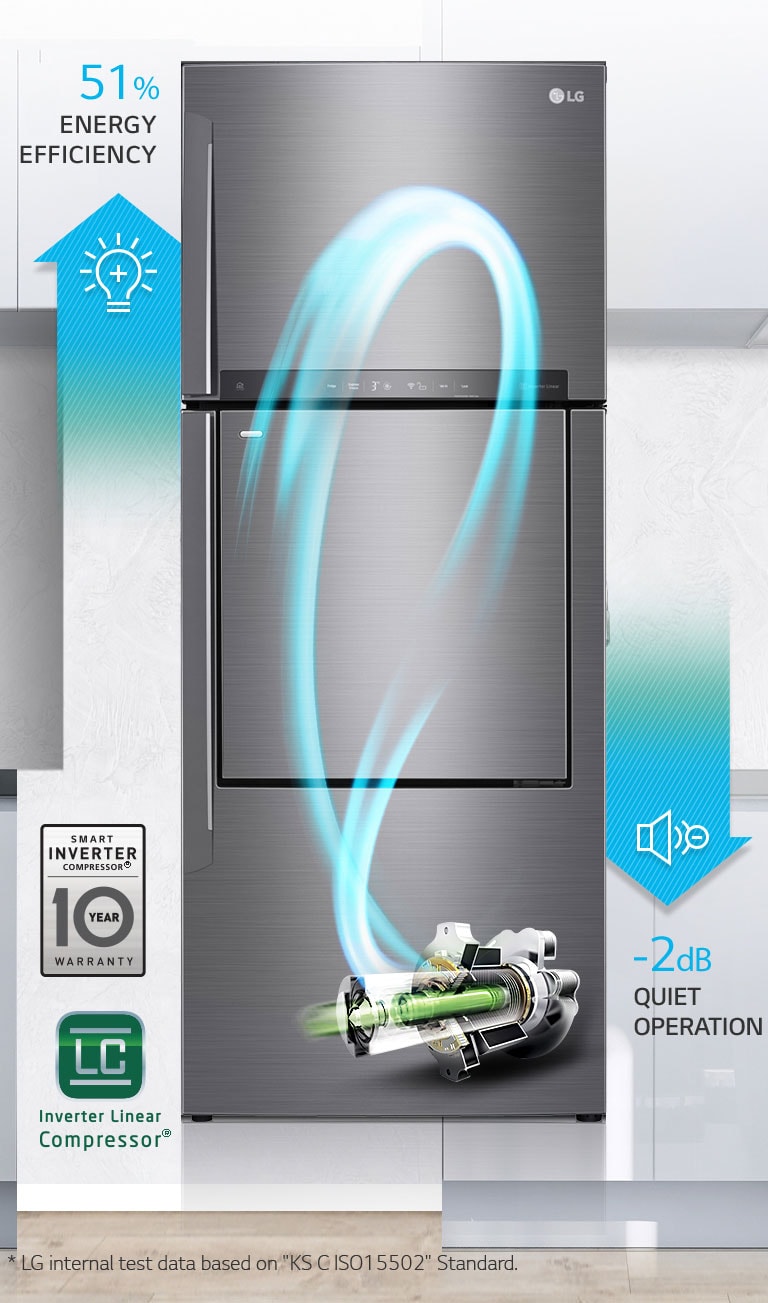 LG 438L Platinum Silver Top Freezer Refrigerator GTB4381PZ LG SG