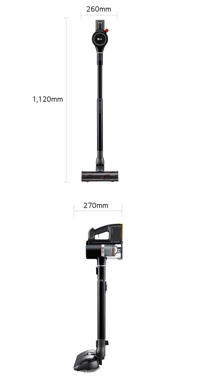 specifications of LG CordZero® A9Kompressor Cordless Handstick - Black