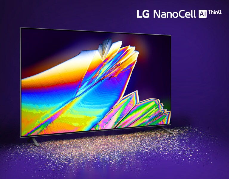 The image of micro leaves on the TV screen