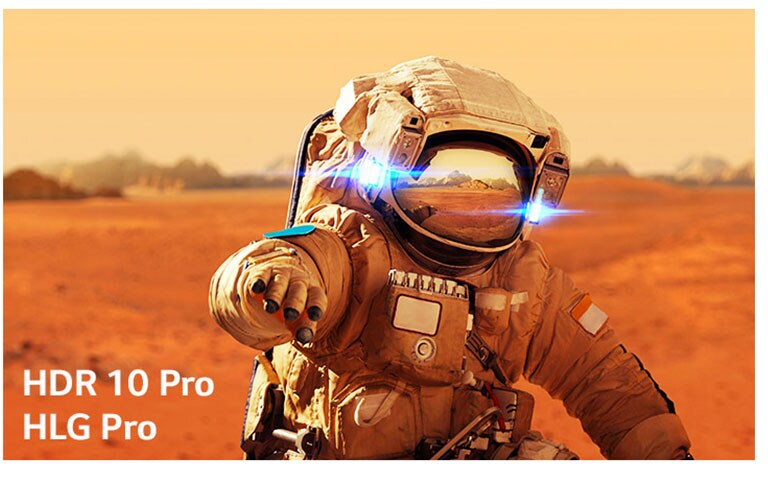 Marvel Iron Man, title cards with the HLG pro and HDR 10 Pro logos