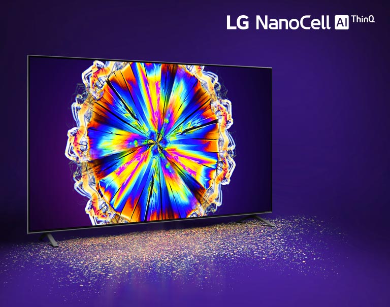 The image of colorful microcrystal on the TV screen
