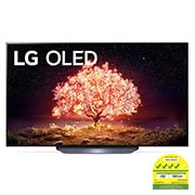 front viewFront view of LG B1 55" OLED 4K TV with self-lit pixels; orange-red glowing tree infill, OLED55B1PTA