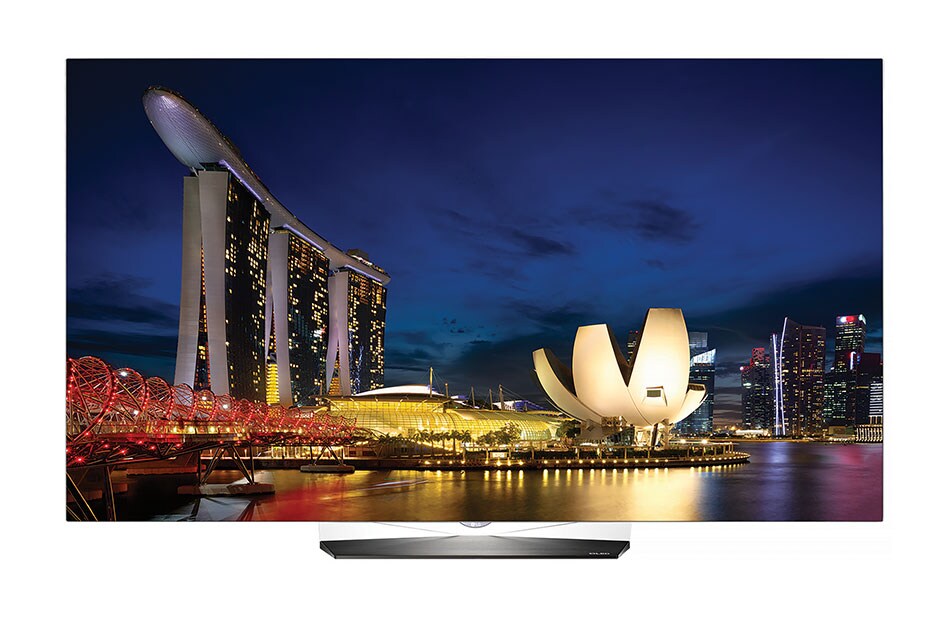 Front view of LG 55” OLED 4K TV OLED55B6T