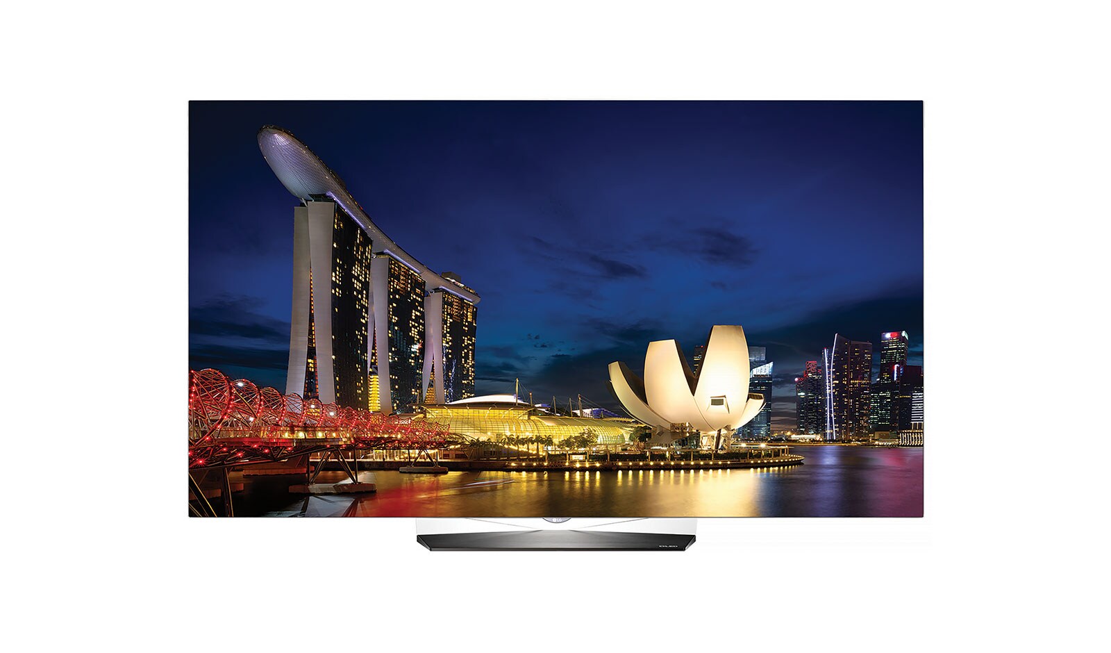 Front view of LG 55” OLED 4K TV OLED55B6T
