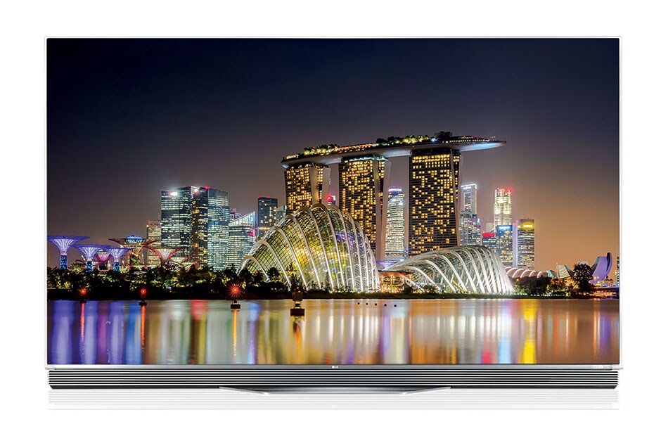 Front view of LG 65” OLED 4K TV OLED65E6T