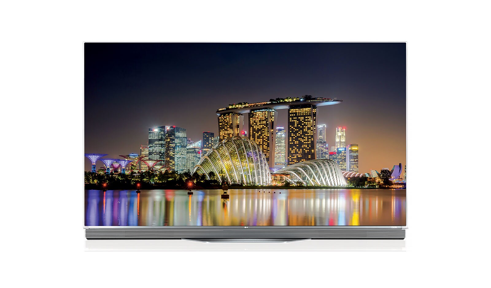 Front view of LG 65” OLED 4K TV OLED65E6T
