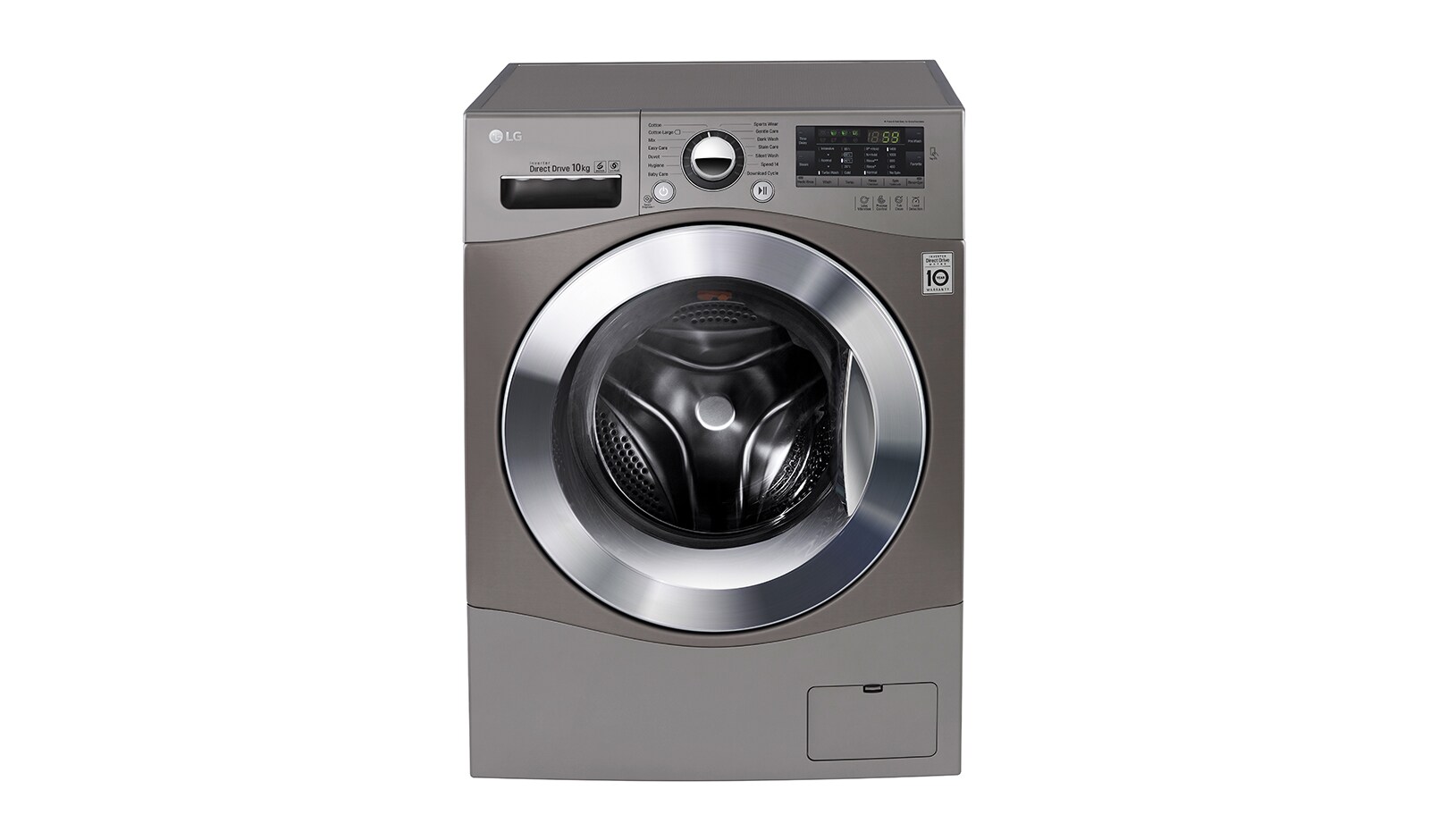 Front view of LG 10kg, 6 Motion Inverter Direct Drive Front Load Washing Machine F1410SPRE