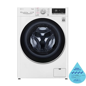 Front view of LG AI Direct Drive Front Load Washer Dryer with Steam™ technology, 10.5/7KG, in white, FV1285H4W