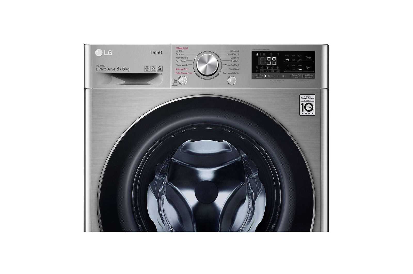 LG 8/6kg, AI DD™ Front Load Washer Dryer, FV1408H4V