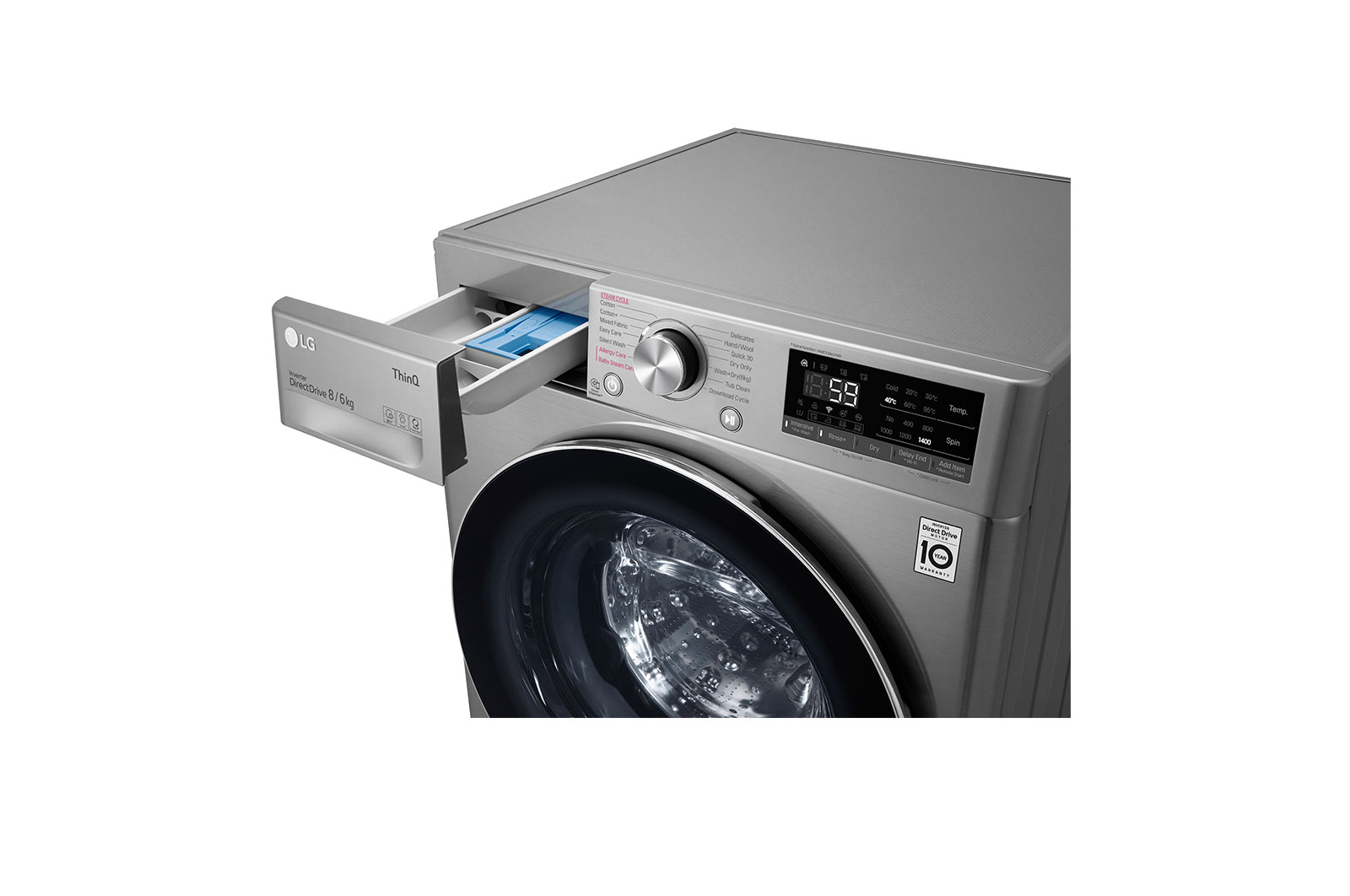 LG 8/6kg, AI DD™ Front Load Washer Dryer, FV1408H4V