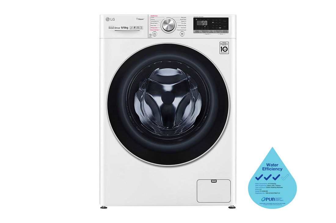 LG 9/6kg, AI Direct Drive Front Load Washer Dryer, FV1409H3W