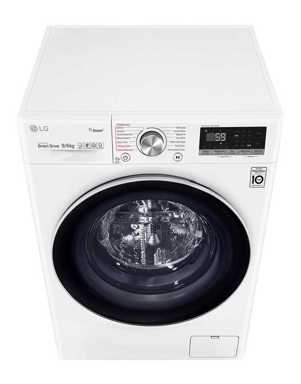 9/6KG Front Load Washer Dryer with Steam+™ in White LG SG