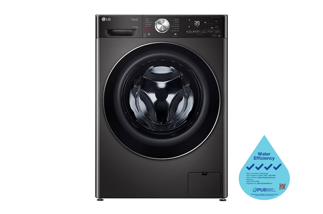 11 7KG TurboWash Front Load Washer Dryer in Black LG SG
