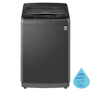 Front view of LG Smart Inverter Top Load Washing Machine with TurboDrum and Smart Motion, 9KG, in middle black, T2109VSAB