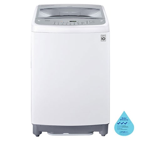 front viewFront view of LG Smart Inverter Top Load Washing Machine with TurboDrum and Smart Motion, 10KG, in white, T2310VSAW
