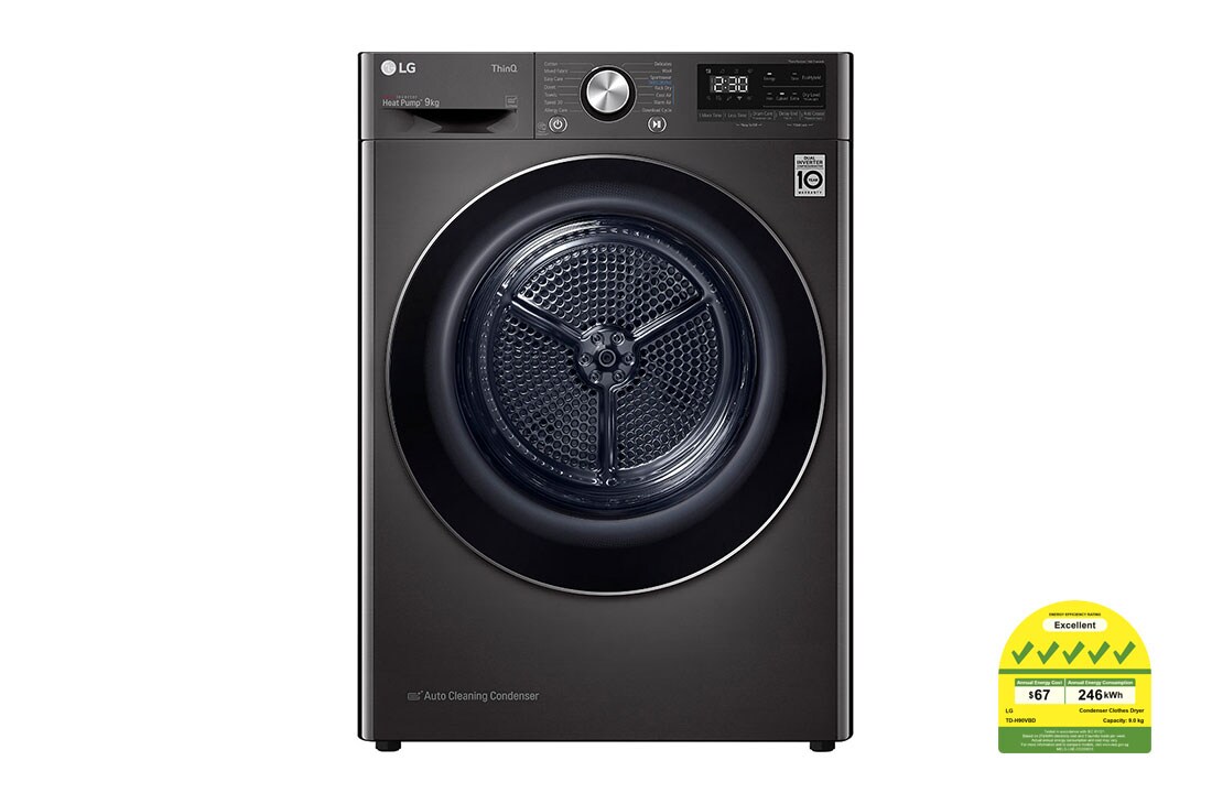 9KG Dual Inverter Heat Pump Dryer in Black | LG SG