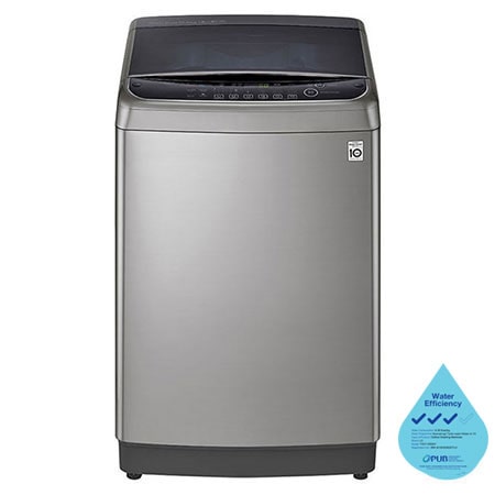 Front view of LG Top Load Washing Machine with TurboWash3D™ and Steam™ technology, 12KG, in silver (VCM), TH2112SSAV