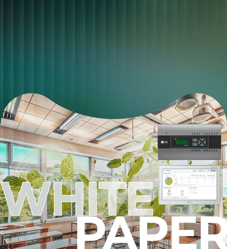 lg ac manager 5 and environmental control dashboard in green themed classroom