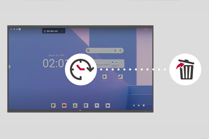The LG CreateBoard can be set to automatically delete files after a specific period of time.	