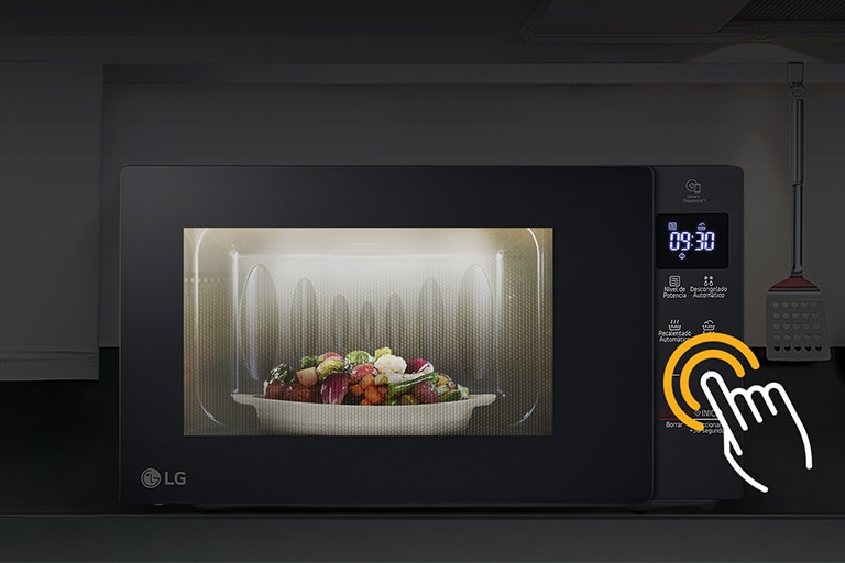 The food is cooked inside with LED function in the kitchen where the lights are off.