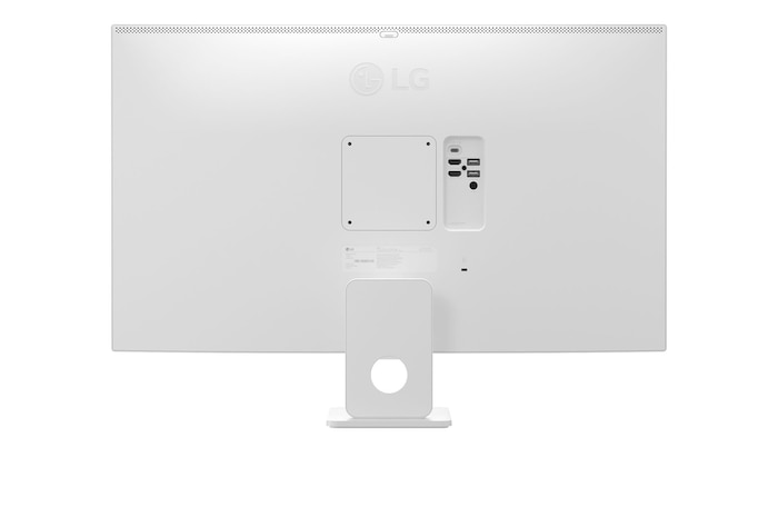 Rear view of LG Smart Monitor displaying stand structure and connectivity layout.