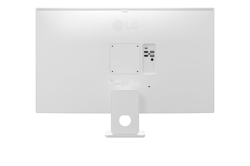 Rear view of LG Smart Monitor displaying stand structure and connectivity layout.