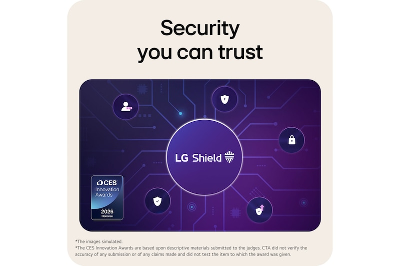 LG Shield protecting personal data and enhancing device security on LG Smart Monitor.