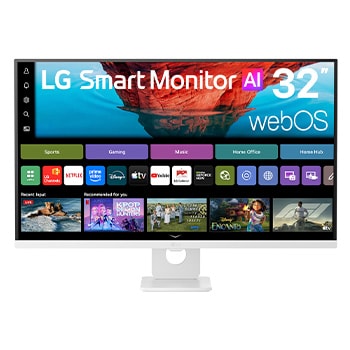 Front view of 31.5-inch LG Smart Monitor AI U7s, 4K UHD Monitor for Streaming with webOS 32U721SB-W
