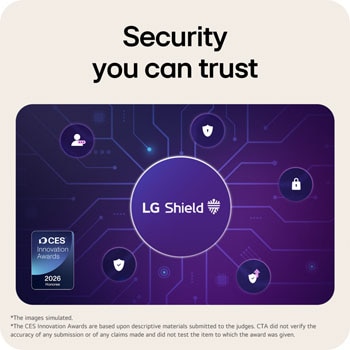 LG Shield protecting personal data and enhancing device security on LG Smart Monitor.