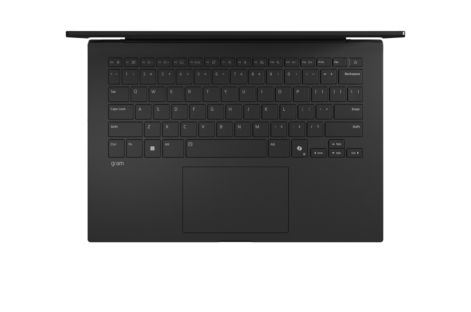 Top-down view of keyboard