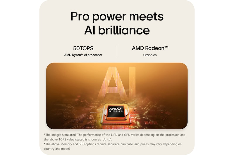 A visual illustration of an Intel Core Ultra processor placed on a circuit board, symbolizing AI performance. The image highlights up to 50 TOPS processing capability and Intel graphics with 4Xe cores, represented through a glowing AI-themed graphic background.