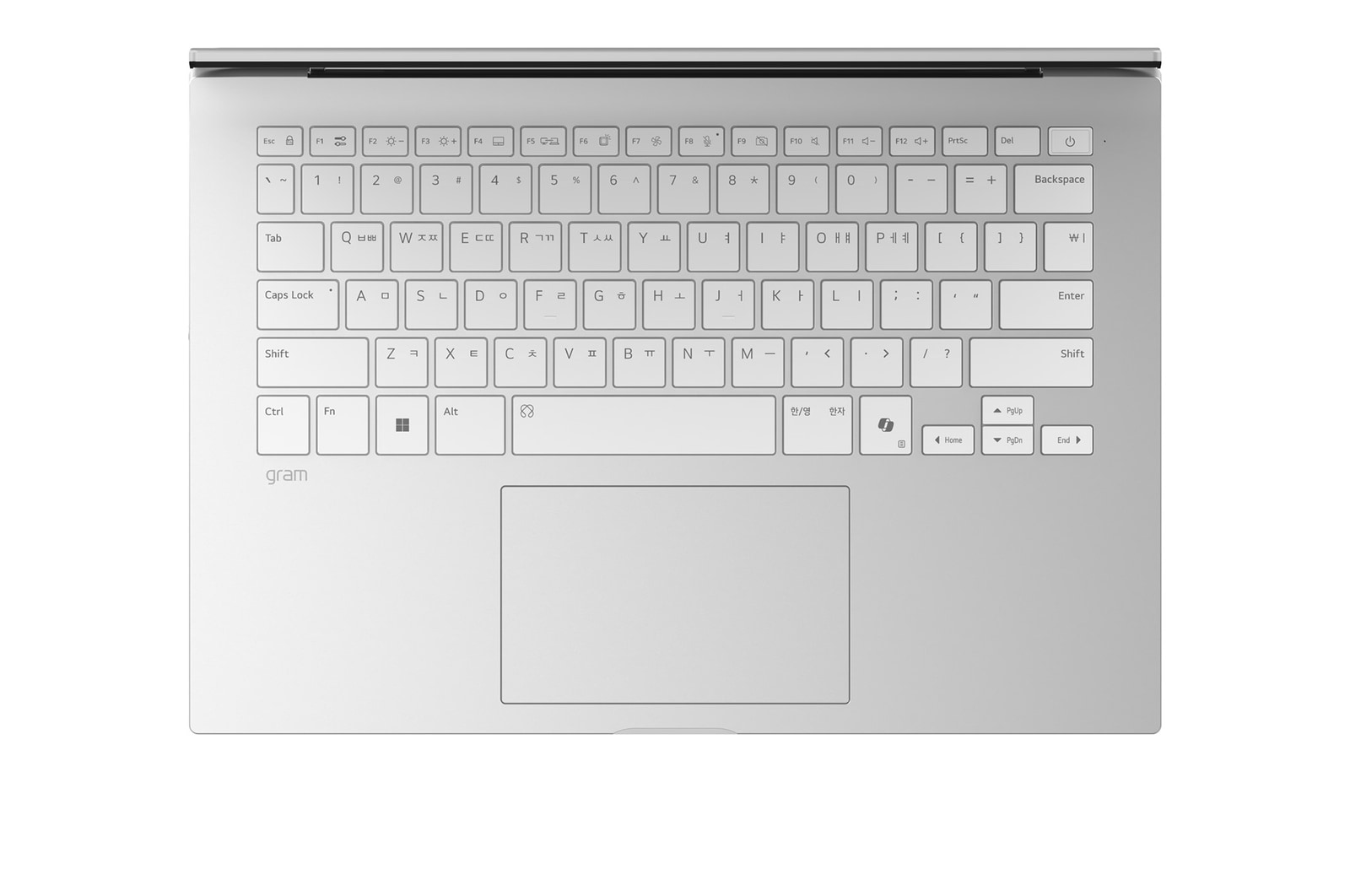 Top-down view of keyboard