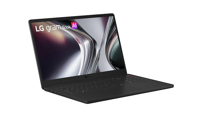 An LG gram Pro laptop displayed at an angled position on a dark background, emphasizing its lightweight 1,199 g body designed for a 16-inch size. A MIL-STD-810H badge is shown, indicating that the device has passed seven military-grade durability tests.