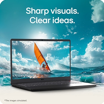 A top-down angled view of an LG gram Pro laptop running professional video editing software. Blue airflow graphics emerge from dual cooling fans beneath the keyboard, visually representing enhanced thermal performance during high-performance tasks.