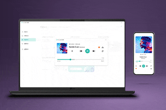 This image shows a laptop screen displaying an incoming mobile call interface alongside a phone, illustrating mobile notifications and audio calls handled directly on the PC via LG gram Link, demonstrating how to connect phone to laptop seamlessly.