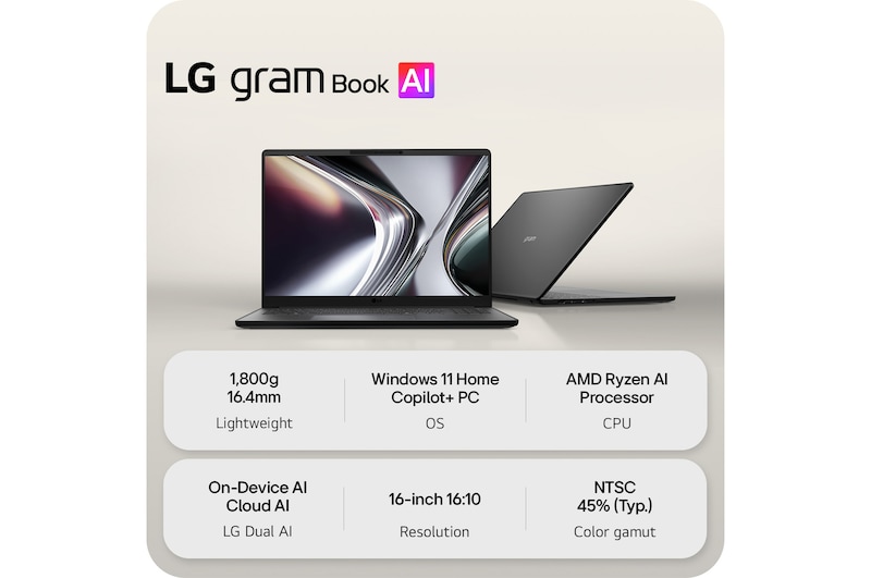 A top-down angled view of the LG gram Pro laptop with a silver metal finish. The image focuses on the slim design and refined surface texture of the lid, with the gram logo centered on the top panel.