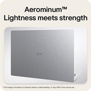 A top-down angled view of the LG gram Pro laptop with a silver metal finish. The image focuses on the slim design and refined surface texture of the lid, with the gram logo centered on the top panel.