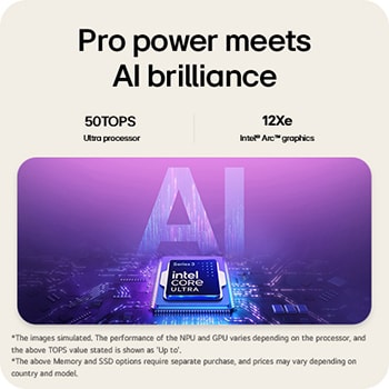 A visual illustration of an AMD Ryzen AI processor placed on a circuit board, symbolizing AI performance. The image highlights up to 50 TOPS processing capability and AMD Radeon Graphics, represented through a glowing AI-themed graphic background.