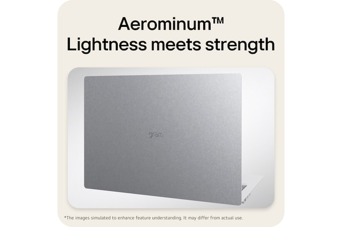 A top-down angled view of the LG gram Pro laptop with a silver metal finish. The image focuses on the slim design and refined surface texture of the lid, with the gram logo centered on the top panel.