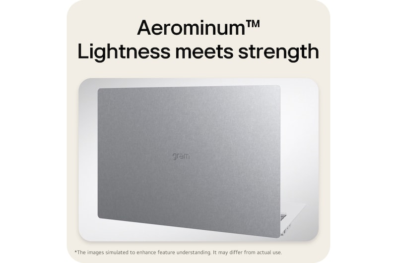 A top-down angled view of the LG gram Pro laptop with a silver metal finish. The image focuses on the slim design and refined surface texture of the lid, with the gram logo centered on the top panel.