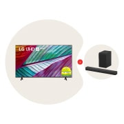 Front view of LG UHD UR75 55 inch TV Bundle with Soundbar S40T UHDSBAR.PTO14