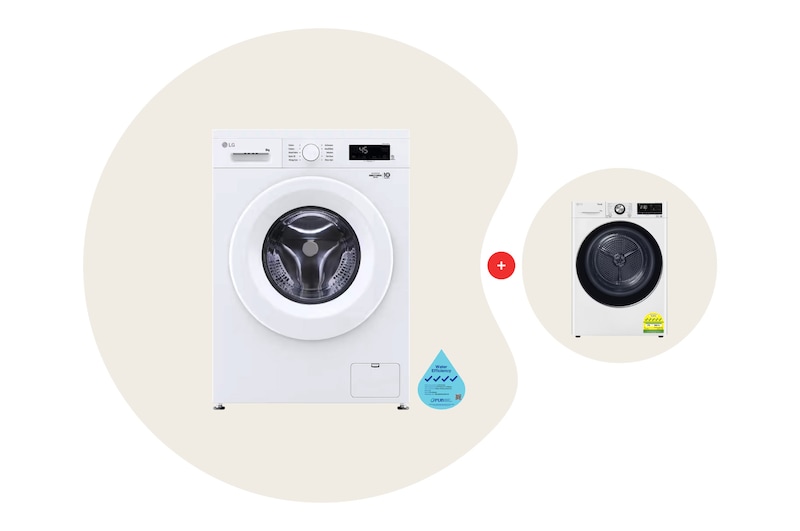 Front view of 8kg Front Load Washing Machine Bundle with 10kg Dual Inverter Heat Pump™ Dryer FB1208S6W.TDH10