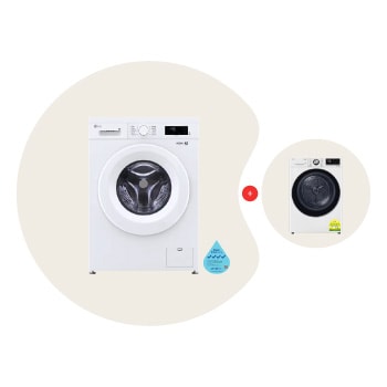 Front view of 8kg Front Load Washing Machine Bundle with 10kg Dual Inverter Heat Pump™ Dryer FB1208S6W.TDH10