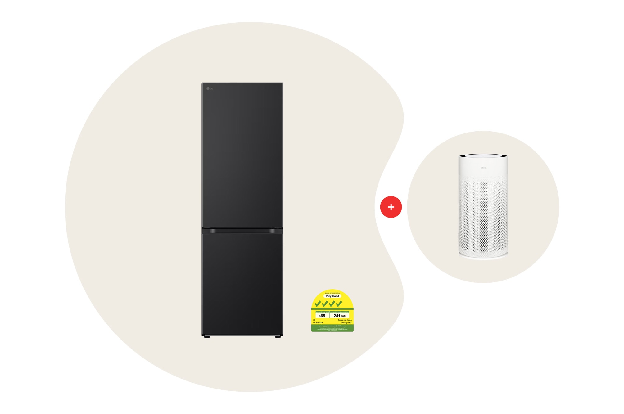 344L Bottom Freezer Refrigerator in Essence Matte Black | LG Singapore