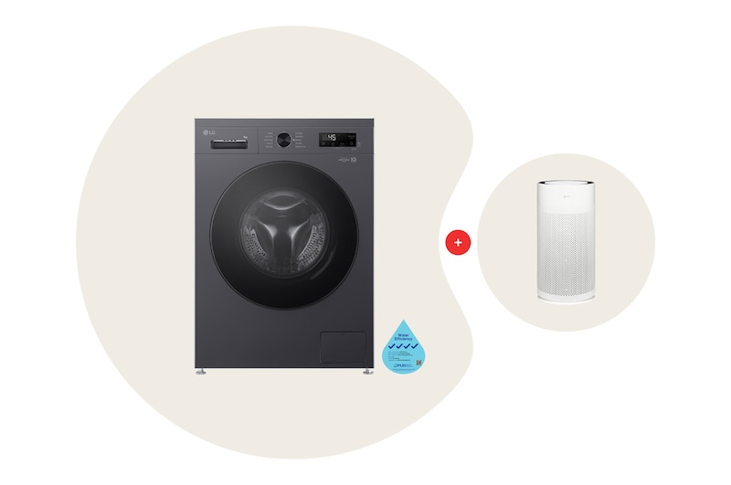 Front view of 9kg Front Load Washing Machine Bundle with 32㎡ PuriCare™ AeroHit Air Purifier FB1209S6M.AS35GG