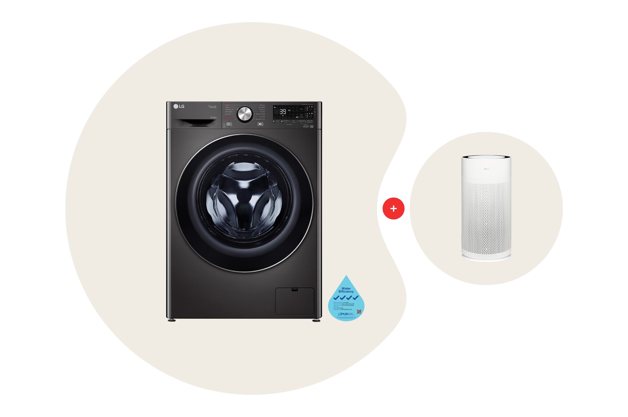 10/6kg, AI DD™ Front Load Washer Dryer Bundle with 32㎡ PuriCare