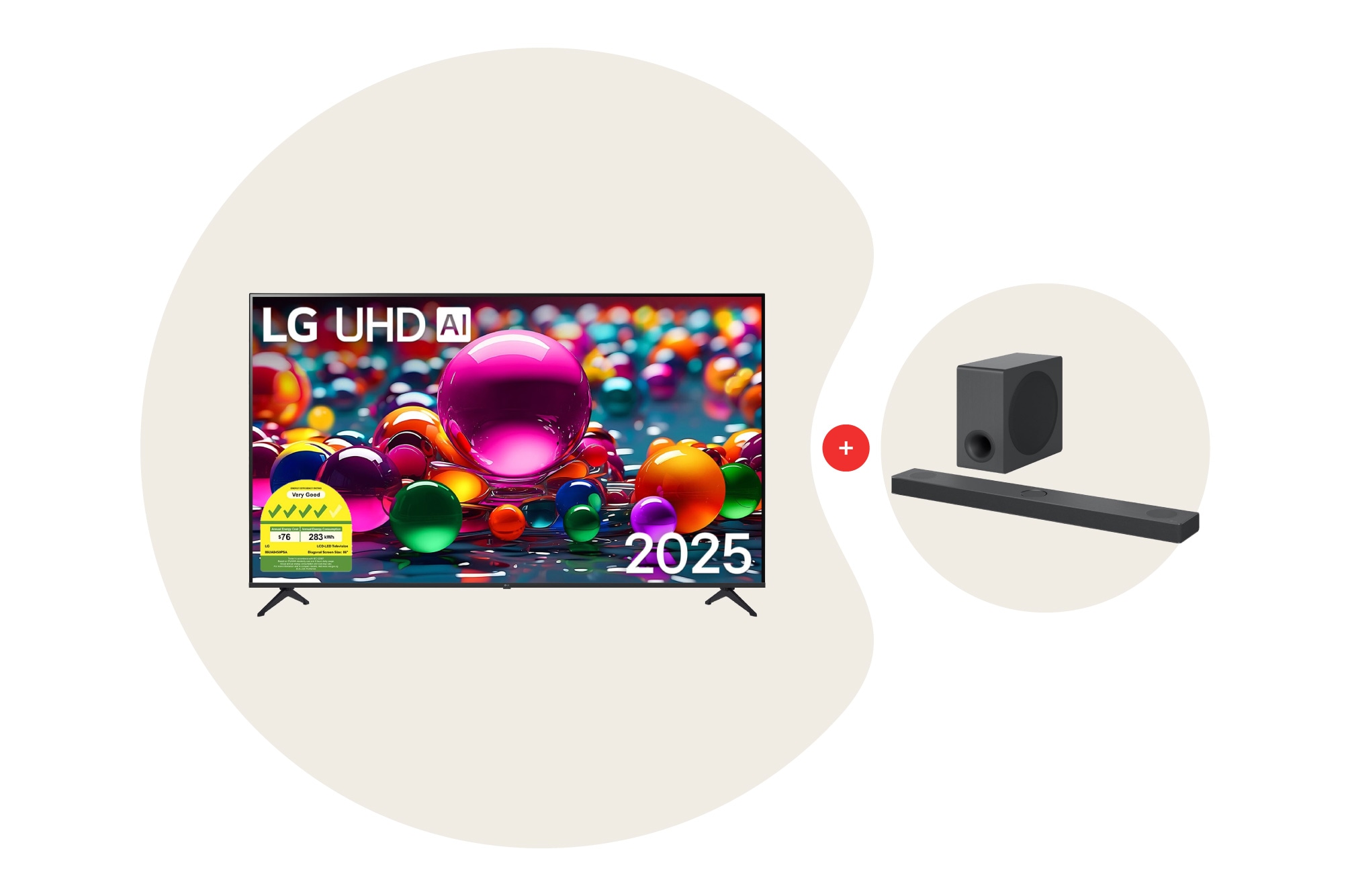 86 Inch LG UHD AI UA84 4k Smart TV Bundle with Soundbar S80QY LG SG